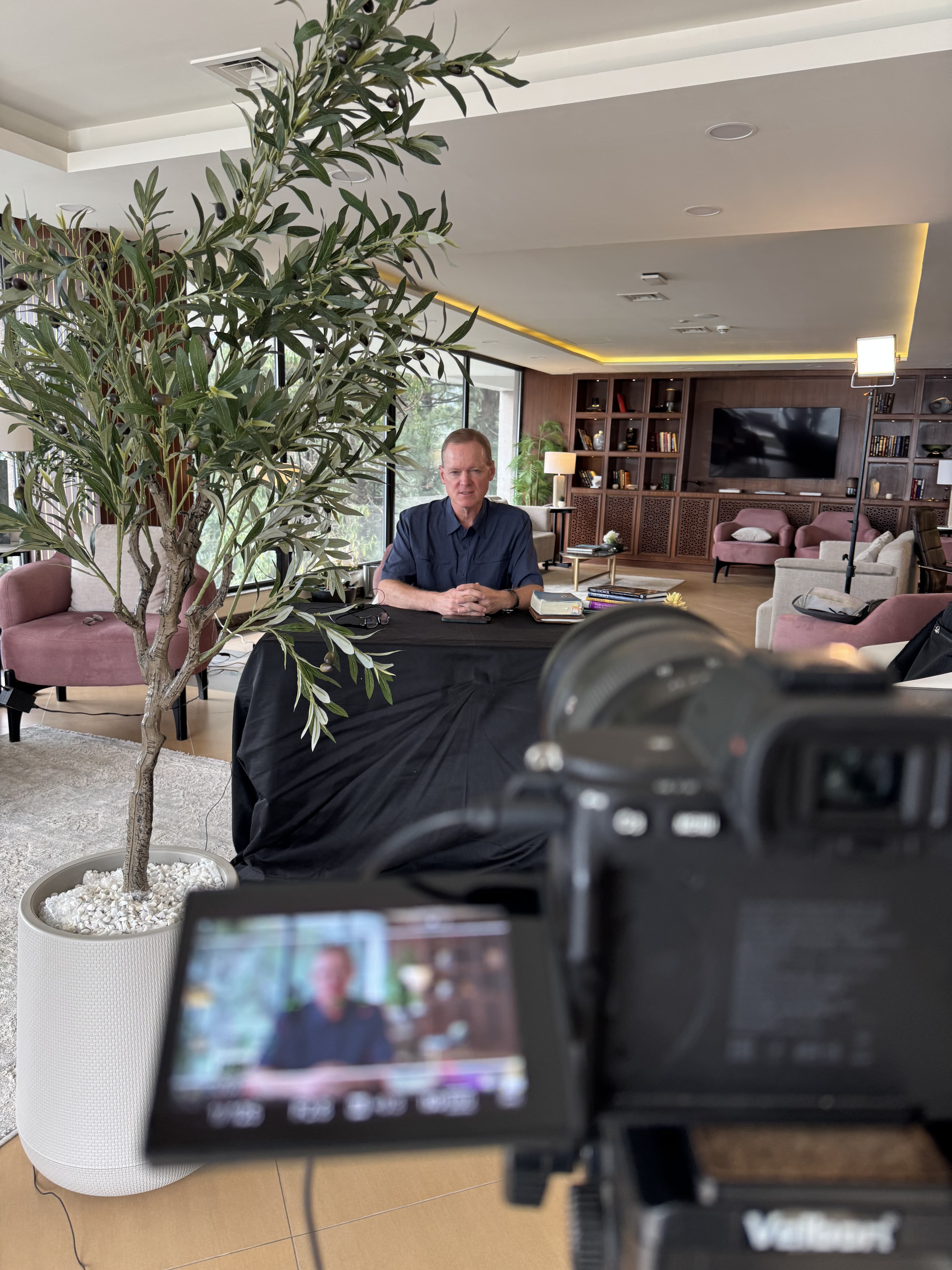 Gary G. Hoag speaking during Generosity Monk video production